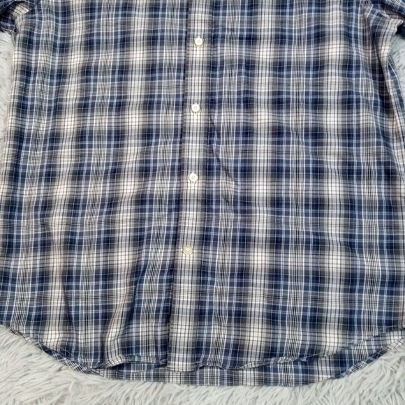 Thomas Dean Performance Mens Shirt Blue M Button Up Plaid Preppy Casual - Picture 3 of 10